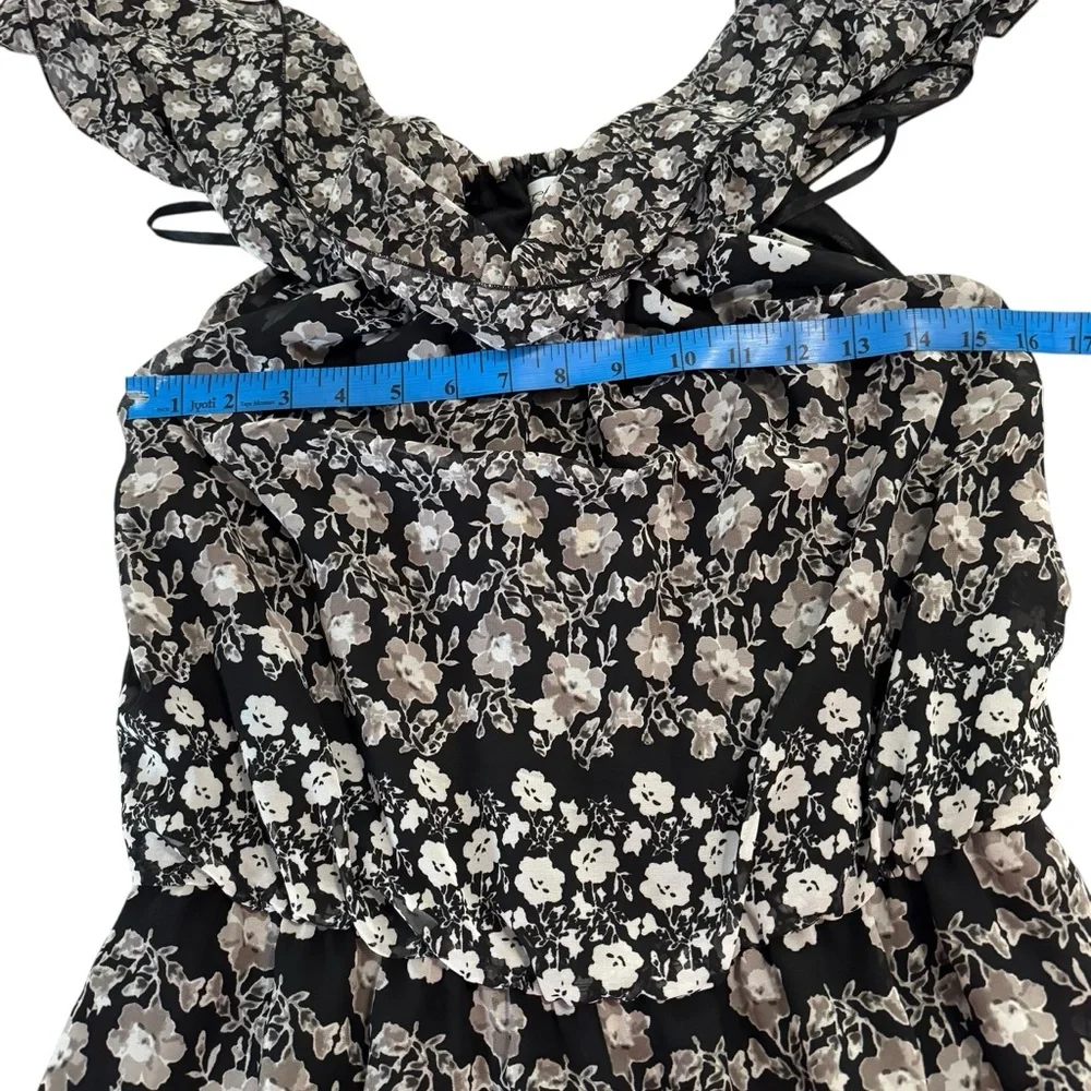 NWT ELIZA J Off Shoulder Floral Jumpsuit Romper Black Flowy Ruffle New Size 10 - Picture 12 of 15